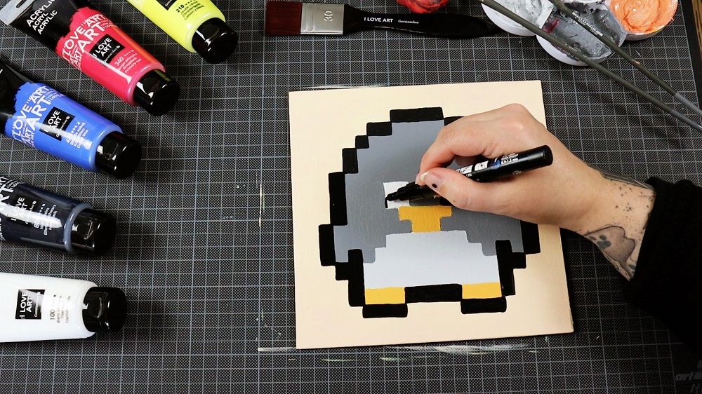 Pixel Art sur toile: Art rétro carré